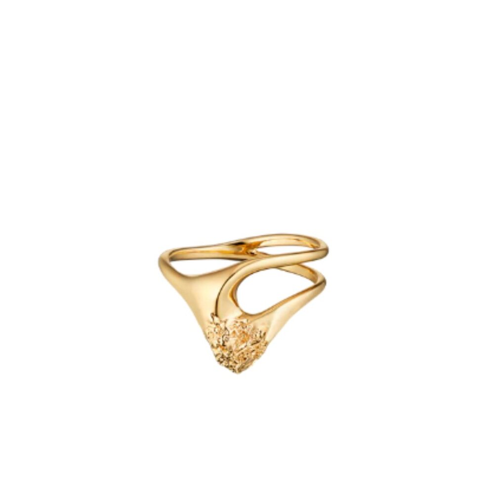 Great Condition Polene Eroz Fine Ring Size 56 (USA 63) 24K Gilded With Box